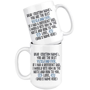 Personalized Best Vizsla Dog Dad Coffee Mug (15 oz)