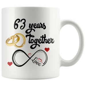 63rd Wedding Anniversary Gift For Him And Her, Married For 63 Years, 63rd Anniversary Mug For Husband & Wife, 63 Years Together With Her (11 oz )