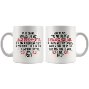Personalized Lhasa Apso Dog Polly Mom Claire Coffee Mug (11 oz)
