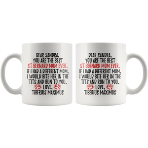 St Bernard Dog Tiberius Maximus Mom Sandra Coffee Mug (11 oz)