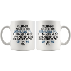 Personalized Rottweiler Dog Bella Dad Brendon Coffee Mug (11 oz)