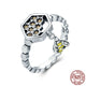 Bee with Honeycomb Ring - 925 Sterling Silver - Freedom Look