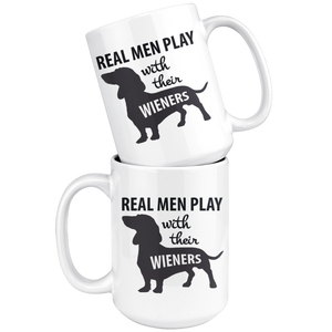 Daschund Dad Mug - Lil Weiners - Real Men Play With Their Wieners - Great Gift For Dachshund Owner (15 oz) - Freedom Look