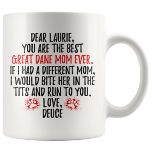 Personalized Great Dane Deuce Dog Mom Laurie Coffee Mug (11 oz)