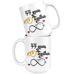 44th Wedding Anniversary Gift For Him And Her, 44th Anniversary Mug For Husband & Wife, Married For 44 Years, 44 Years Together With Her ( 15 oz )