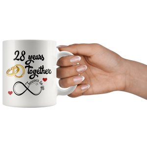 28th Wedding Anniversary Gift For Him And Her, 28th Anniversary Mug For Husband & Wife, Married For 28 Years, 28 Years Together With Her ( 11 oz )