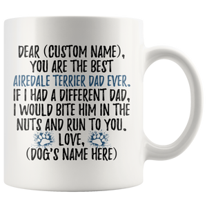Personalized Best Airedale Terrier Dog Dad Coffee Mug (11 oz)