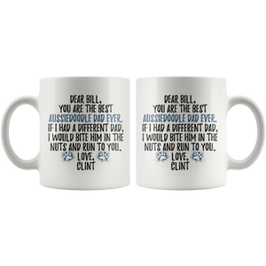 Personalized Aussiedoodle Dog Clint Dad Bill Coffee Mug (11 oz)