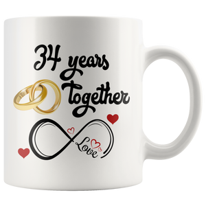 34th Wedding Anniversary Gift For Him And Her, 34th Anniversary Mug For Husband & Wife, Married For 34 Years, 34 Years Together With Her ( 11 oz )