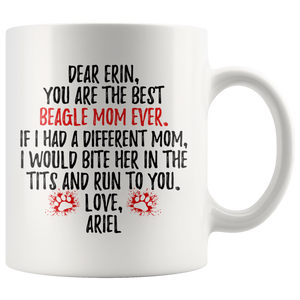 Personalized Beagle Dog Erin Mom Ariel Coffee Mug (11 oz)