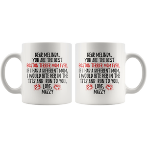 Personalized Boston Terrier Mazzy Mom Melinda Coffee Mug (11 oz)