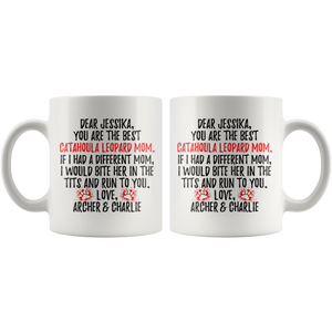 Personalized Catahoula Leopard Dog Archer & Charlie Mom Jessika Coffee Mug (11 oz)