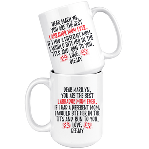 Personalized Labrador Dog Deejay Mom Marilyn Coffee Mug (15 oz)