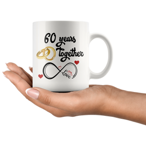 Diamond Anniversary Gift For Him And Her, 60th Anniversary Mug For Husband & Wife, Married For 60 Years, 60 Years Together With Her (11 oz )