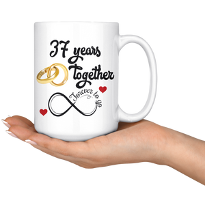 37th Wedding Anniversary Gift For Him And Her, 37th Anniversary Mug For Husband & Wife, Married For 37 Years, 37 Years Together With Her (15 oz )