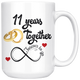 11th Wedding Anniversary Gift For Him And Her, Married For 11 Years, 11th Anniversary Mug For Husband & Wife, 11 Years Together With Her (15 oz )
