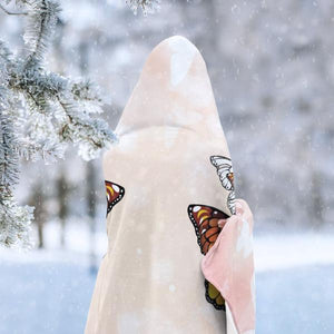 Monarch Butterfly Pink Hooded Blanket