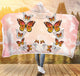 Monarch Butterfly Pink Hooded Blanket
