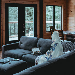 Morpho Butterfly Blue Hooded Blanket (SB)