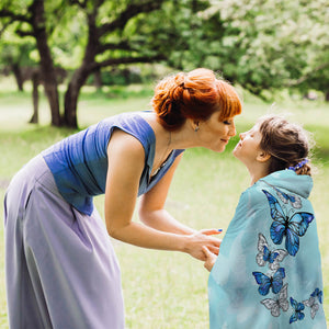 Morpho Butterfly Blue Hooded Blanket (SB)
