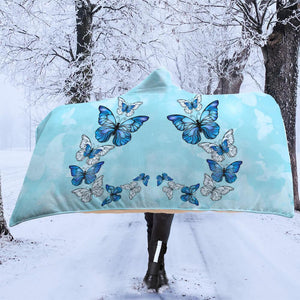 Morpho Butterfly Blue Hooded Blanket (SB)