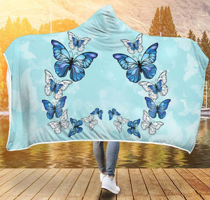 Morpho Butterfly Blue Hooded Blanket (SB)