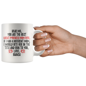 Personalized Great Pyrenees Dog Bianca Mom Mo Coffee Mug (11 oz)