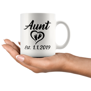 Personalized Aunt Est Date Mug - Auntie Established Mug - Great Gift For Aunt (11 oz)
