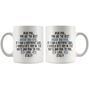 Personalized Australian Shepherd Dog Staley Dad Phil Coffee Mug (11 oz)