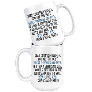 Personalized Best Great Pyrenees Dog Dad Coffee Mug (15 oz)