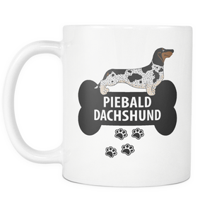 Piebald Dachshund Mug - Piebald Dachshund Ornament - Wiener Dog Dad Mom Mug With Bone And Paws - Great Gift For Daschund Owner - Freedom Look