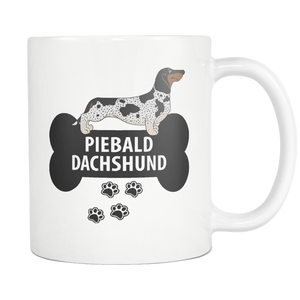 Piebald Dachshund Mug - Piebald Dachshund Ornament - Wiener Dog Dad Mom Mug With Bone And Paws - Great Gift For Daschund Owner - Freedom Look