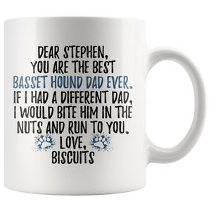 Personalized Basset Hound Dog Biscuits Dad Stephen Coffee Mug (11 oz)
