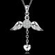 Angel Wings Heart Pendant Necklace - 925 Sterling Silver - Freedom Look