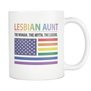 Best Lesbian Aunt Ever Coffee Mug - Lesbian Aunt Gifts - Lesbian Gf Gifts - Rainbow Flag Lesbian Pride Teacup (11 oz) - Freedom Look