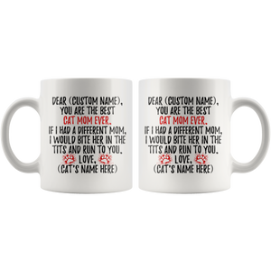 Personalized Best Cat Mom Ever Coffee Mug (11 oz)