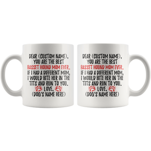 Personalized Best Basset Hound Dog Mom Coffee Mug (11 oz)