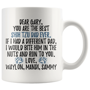 Personalized Shih Tzu Dog Waylon, Mandi, Sammy Dad Gary Coffee Mug (11 oz)