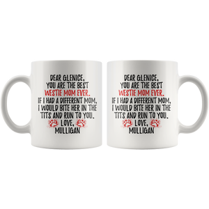 Personalized Westie Dog Mulligan Mom Glenice Coffee Mug (11 oz)