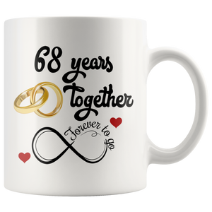 68th Wedding Anniversary Gift For Him And Her, Married For 68 Years, 68 Years Together With Her, 68th Anniversary Mug For Husband & Wife (11 oz )