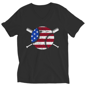Baseball - USA Flag - Ladies T-Shirt