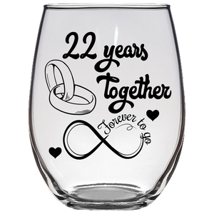 FTG - 22th Wedding Wine Glass (Laser Etched)