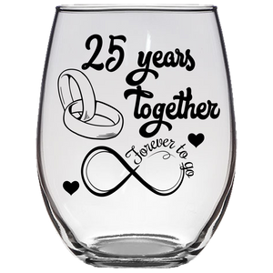 FTG - 25th Wedding Wine Glass (Laser Etched)