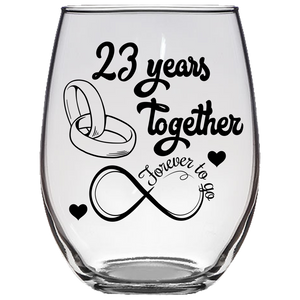 23rd Anniversary - Forever To Go Stemless Wine Glass (Laser Etched)