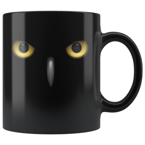 I Watching You Realistic Night Owl Black Scary Mug (11 Oz)