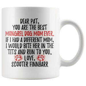 Personalized Mongrel Dog Scooter Finnbarr Mom Pat Coffee Mug (11 oz)