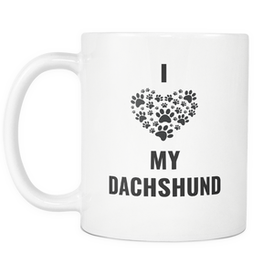 Mini Dachshund - Lil Weiners Dog Mom Dad Mug - I Love My Dachshund - Great Gift For Daschund Owner (Black Heart, - Freedom Look