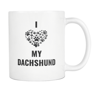 Mini Dachshund - Lil Weiners Dog Mom Dad Mug - I Love My Dachshund - Great Gift For Daschund Owner (Black Heart, - Freedom Look