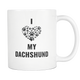 Mini Dachshund - Lil Weiners Dog Mom Dad Mug - I Love My Dachshund - Great Gift For Daschund Owner (Black Heart, - Freedom Look