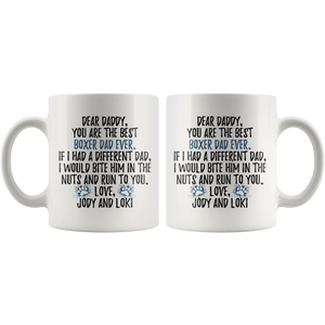 Personalized Boxer Dog Jody And Loki Daddy Coffee Mug (11 oz)